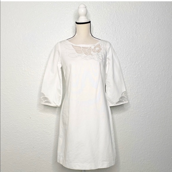 LILLY PULITZER WHITE COTTON DRESS WITH MESH CUTOUTS SZ 4 - Picture 10 of 10